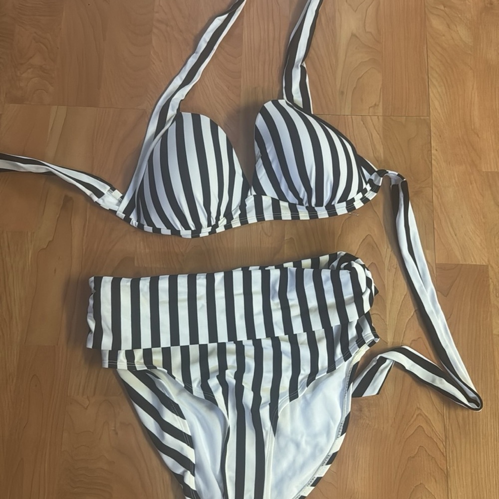K Jordan Monochrome Striped Bikini